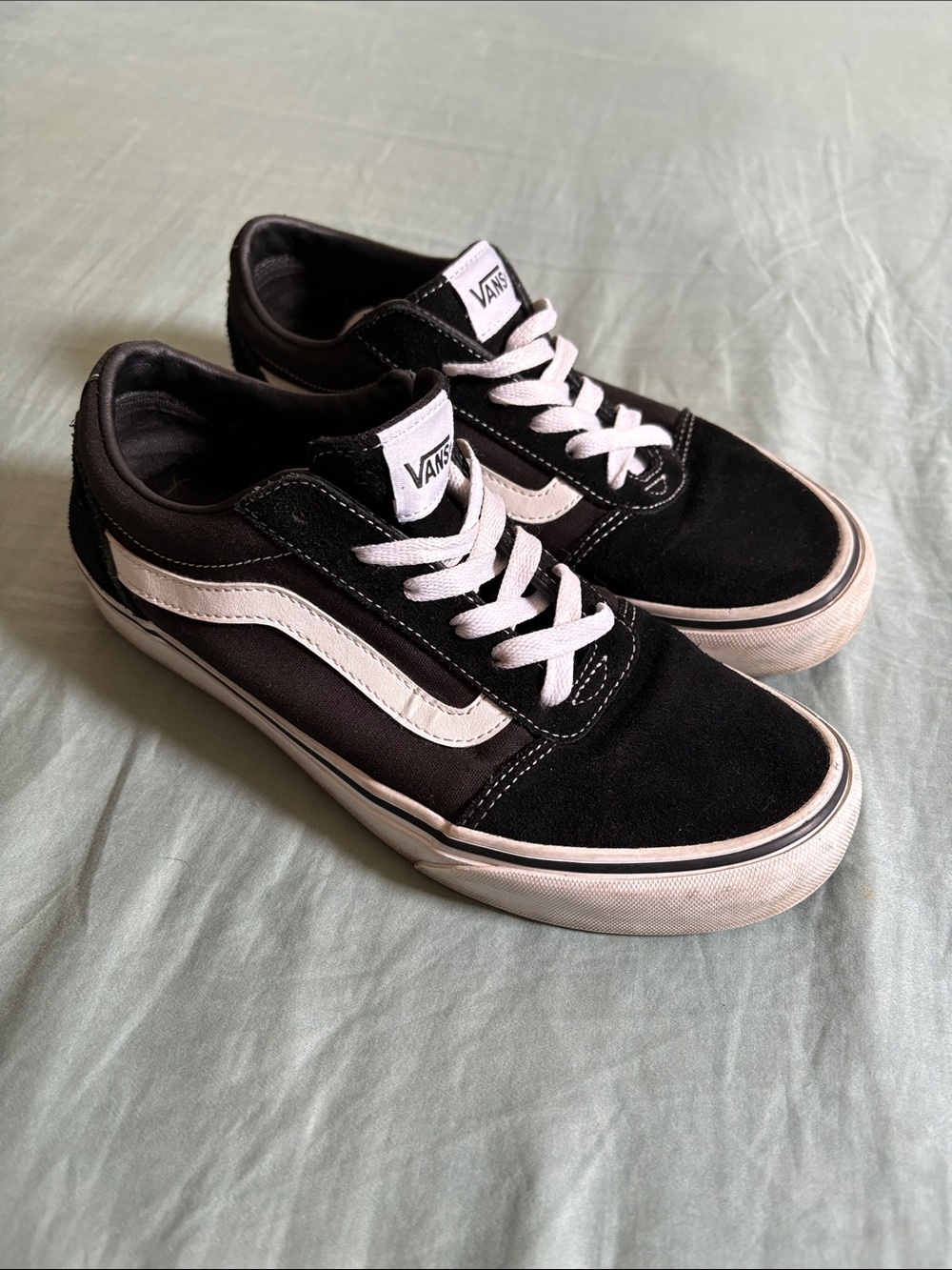 Vans Black and White Old Skool Sneakers with White Side Stripe